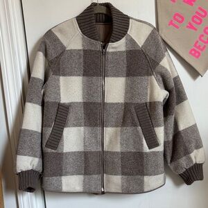 Varley Oversized Brown and Cream Reno Reversible Quilt Jacket